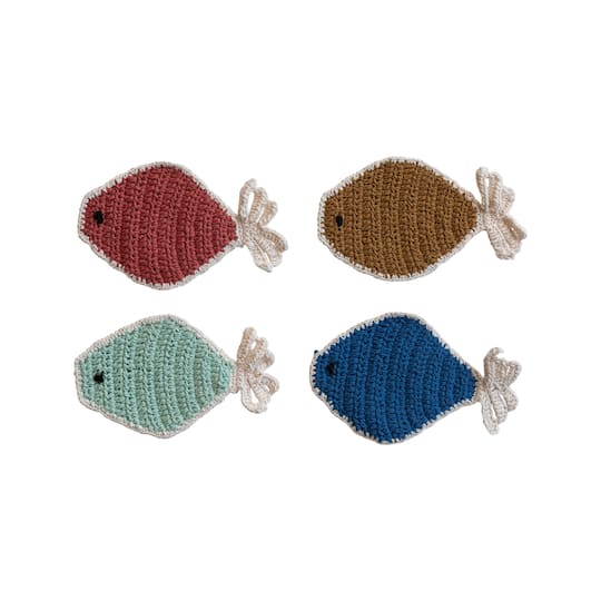 Hello Honey® Multicolor Cotton Crocheted Fish Shape Dish Scrub Set, 4ct.